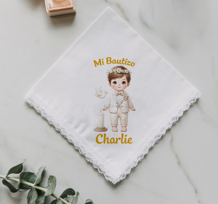 docena servilletas de tela para bautizo de niño 006