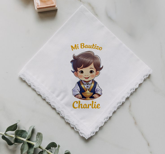 docena servilletas de tela para bautizo de niño 005