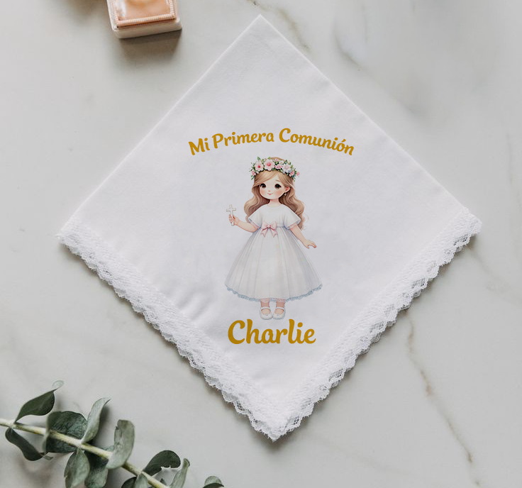 docena servilletas de tela para Comunión niña 004